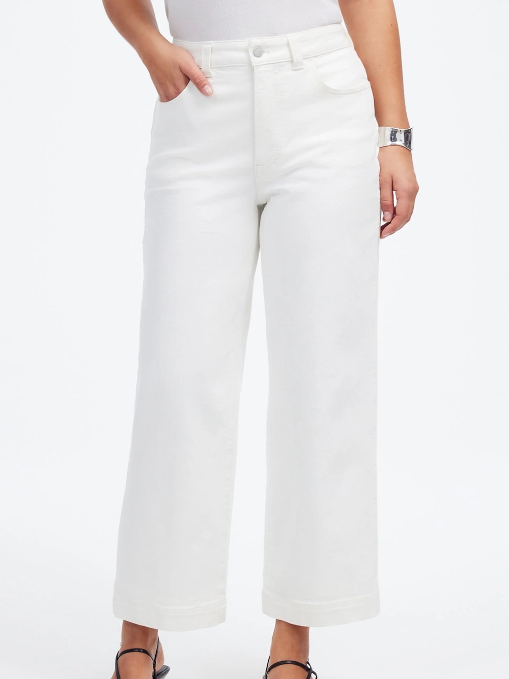 Madewell The Perfect Vintage Wide Leg Crop Tile White Jeans